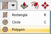 Polygon Tool Sokszög rajzolása Sokszögek rajzolása 1. Válassza az eszköztárról a Polygon rajzolása ikont, vagy a menüből a Draw Shapes Polygon parancsot.