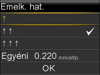 c. Válassza a Ért. felső határnál lehetőséget, ha a felső határ elérésekor értesítést kíván kapni. d. Válassza a Emelkedési ért.