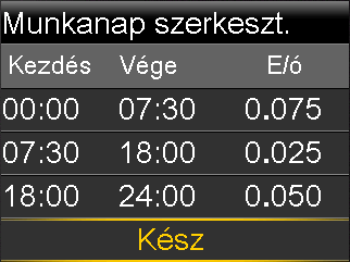 a. Állítsa be a befejezési időt és az ütemet az első bázisütemhez. Az ütemeket 30 percenkénti lépésközökben állítsa be.