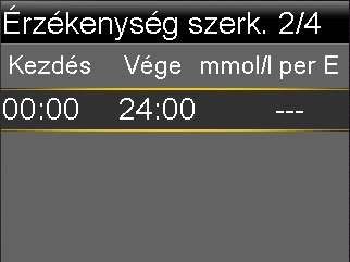 Megjegyzés: Alapértelmezett szénhidrátegységként a pumpa a grammot használja. Amennyiben a szénhidrátegységet csereegységre kívánja váltani, lásd: Szénhidrátegység, 147. oldal.