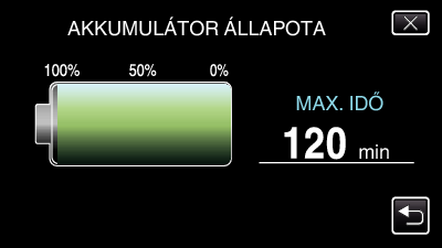 Rögzítés Fennmaradó rögzítési idő/akkumulátor töltöttség Ellenőrizheti a beépített memórián és az SD kártyán a videorögzítéshez fennmaradó időt, ill az akkumulátor rendelkezésre állási idejét 1