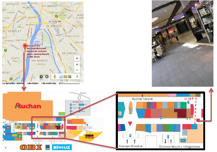 1. Elektroszmog mérések (Czinder Anita) A mérés célja az elektromos vezetékek felderítése volt, a Savoya Park egy folyosórészén, 11 mérési pont segítségével (1.ábra)