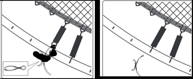 8 Spring Tool Hook K 2. Keresse meg a szőnyeg közepét, majd csatlakoztassa az első rugókat (K) a Fig 9 kép szerint.