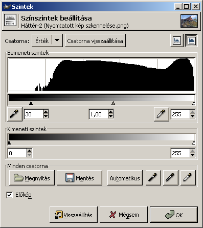 Kattintsunk a Szűrők / Elmosás / Gauss-elmosás (IIR) (Filters / Blur / Gaussian Blur IIR)) menüpontra, majd a megjelenő dialógusablakban állítsuk be az elmosás paraméterét (a szükséges értéket