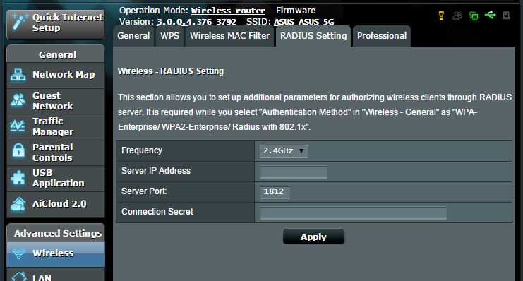 4.1.4 RADIUS beállítás A RADIUS (Remote Authentication Dial In User Service) beállítás egy külön biztonsági réteget nyújt, amikor a WPA-Enterprise, WPA2-Enterprise, vagy Radius 802.