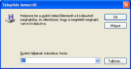 Válassza az LPT1-es portot A következő ablakban a telepítésre kerülő nyomtatót kell