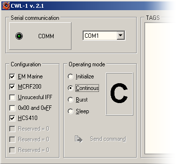 5. Konfigurációs szoftver A konfigurációs szoftver a CWL-1 beállítást végzi el, illetve a CWL-1 által küldött üzeneteket jeleníti meg. CWL-1 szoftver 5.1. Soros kommunikáció beállítása Inaktív soros kapcsolatnál (COMM lámpa nem világít), válasszuk ki a használni kívánt kommunikációs portot.