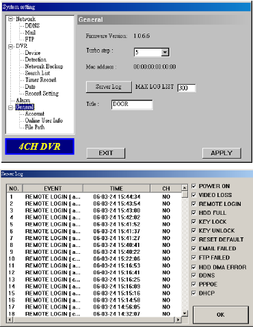 5.5.3.13 Riasztás (Alarm) (1) Riasztás: e-mail és FTP figyelmeztetési funkció engedélyezése vagy tiltása (2) Riasztási mód: e-mail ÉS/VAGY FTP (3) Küldendő képek száma(post NR.