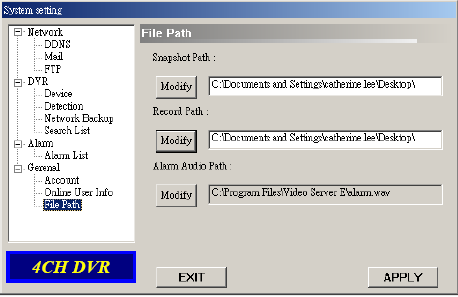 5.5.3.17 Elérési út (File Path) 1. Pillanatkép elérési útja: (SNAPSHOT) A pillanatképeket ebbe a könyvtárba fogja elmenteni 2.