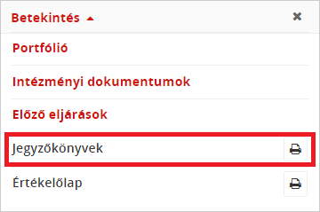 6.2.3 Jegyzőkönyvek nyomtatása Az értékelőnek lehetősége van a látogatás előtt kinyomtatni a látogatáshoz tartozó jegyzőkönyveket, melyekre a látogatás előtt és a látogatás alatt is papíralapon