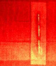 16. ábra. A borító lemez felhasadásának termográfiai képe az I./3 jelű minta 1 zónájában Az UH-val végzett vizsgálat eredménye a 17.