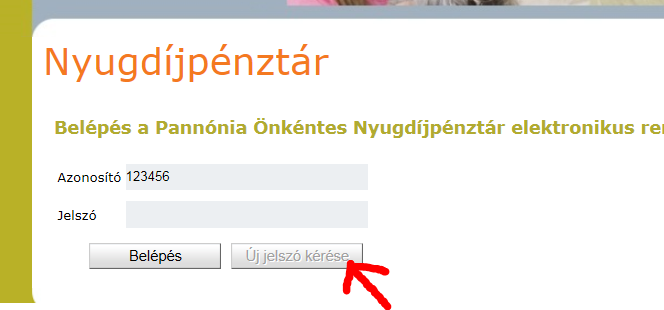 3. A Kattintson ide az Önkéntes Nyugdíjpénztári Ügyfélkapus belépéshez szövegre kattintva új ablak jelenik meg, ahol megtörténhet a regisztráció.