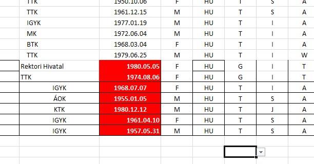 Az évközi beszámoló fájl - Általános tudnivalók Piros cellák: hibás vagy hiányzó értékeket jelölnek Beillesztés: érték szerint!