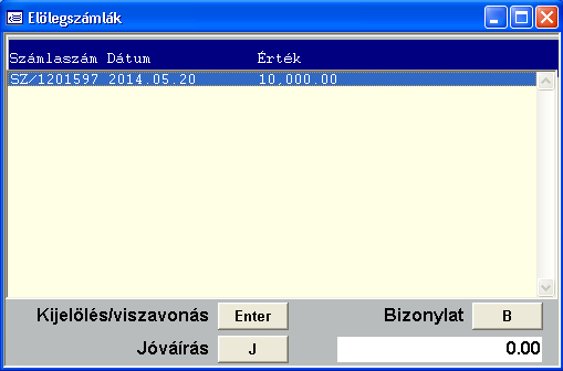 összes adat nullázódik. 13.5. Előlegszámla felvétele (H) Előlegszámla készítésének feltétele, hogy az előlegszámla és a végszámla azonos partnerkódú ügyfél részére készüljön.