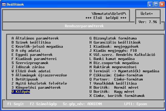 21. Rendszerparaméterek (9) A program működési módját beállítható paraméterek és kapcsolók befolyásolják. Ezeknek a paramétereknek egy részét az üzembe helyezéskor lehet megadni.