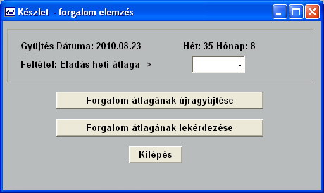 Természetesen a táblázat az N billentyűvel kinyomtatható. 5.12. Készlet Forgalom (4) A megrendelések előkészítéséhez ad segítséget a készlet forgalom elemzése.