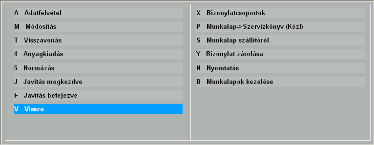 7. Munkalapok 7.1. Adatfelvétel (A) A Szervizben munkalap készítése és a szerelők elszámoltatása: A program elkészíti a munkalapokat, és kinyomtatja munkalap vagy vállalási szerződés formában.