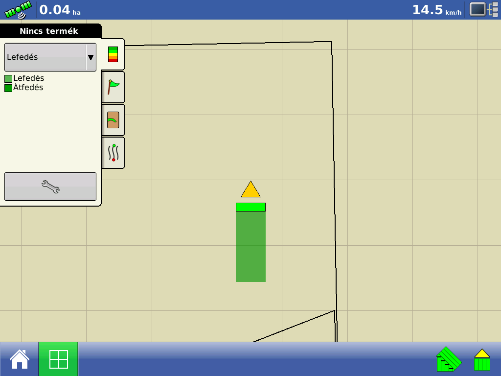 TALAJMŰVELÉS Futtatás: Térkép képernyő A lenti képernyő Talajművelés konfigurációt mutat.