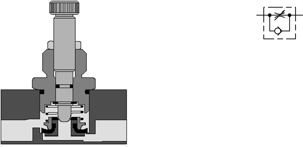 . A PNEUMATIKA ALAPJAI 155 egy helyzetkapcsolón halad keresztül) jelentős sebességingadozás jöhet létre. A bemenő ági fojtást főleg egyszeres működésű, kis térfogatú munkahengereknél alkalmazzák.