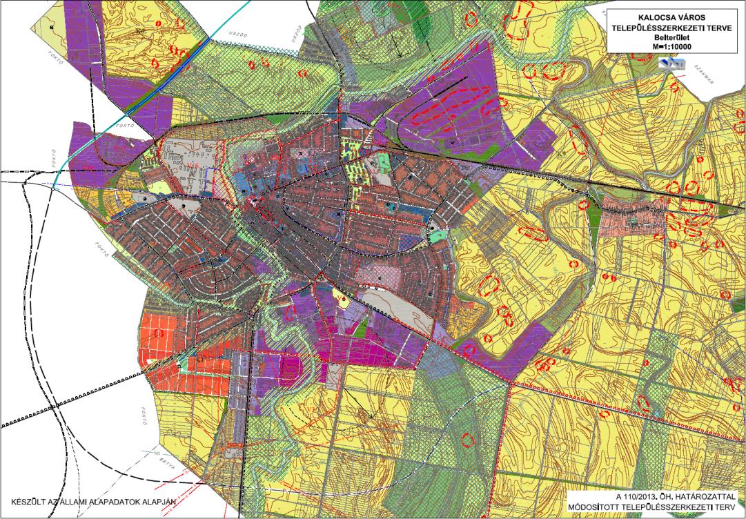 HELYZETFELTÁRÓ - HELYZETELEMZŐ - HELYZETÉRTÉKELŐ MUNKARÉSZEK 31 11. térkép: Kalocsa Város településszerkezeti terve Forrás: Kalocsa Településrendezési Terv 1.6.