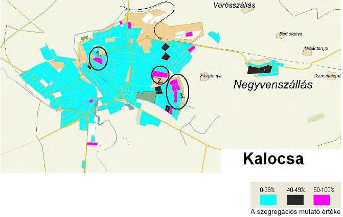 HELYZETFELTÁRÓ - HELYZETELEMZŐ - HELYZETÉRTÉKELŐ MUNKARÉSZEK 95 21. ábra: Szegregátumok áttekintő térképe Forrás: KSH Az 1.