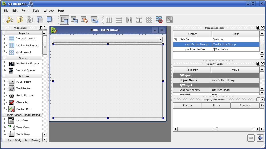 Az alkalmazás felületterve cardviewer mainform.ui mainform.