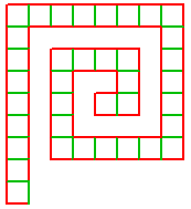 Logo Országos Számítástechnikai Tanulmányi Verseny - 2007 Példa: sor 1 50 sor 4 50 szilikát 2 5 50 4. feladat: Spirál (20 pont) Zöld négyzetekből és piros vonalakból spirált építhetünk.
