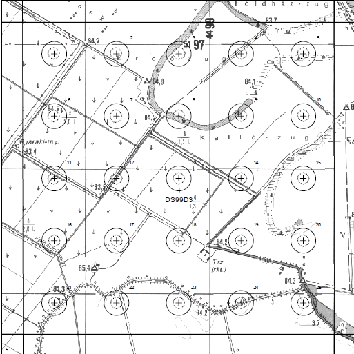 ORNITOLÓGIAI MEGFIGYELÉS Kovács Attiláné 3. ábra: Hálószerűen elhelyezkedő megfigyelési pontok Ezeken a pontokon kell majd a megfigyeléseket végezni.