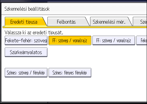 5. Szkennelés A Szkennelési beállítások megadása 1. Nyomja meg a [Szkennelési beáll.] gombot. 2.