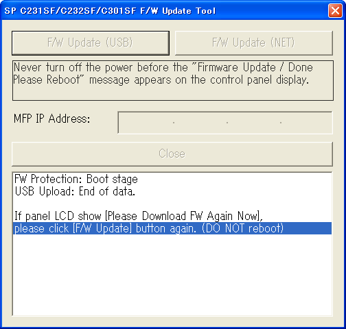 4. Kattintson az [F/W Update (USB)] elemre. Ha Mac OS X rendszert futtató számítógépet használ, a következő jóváhagyási képernyő jelenik meg. Kattintson az [OK] gombra. 5.