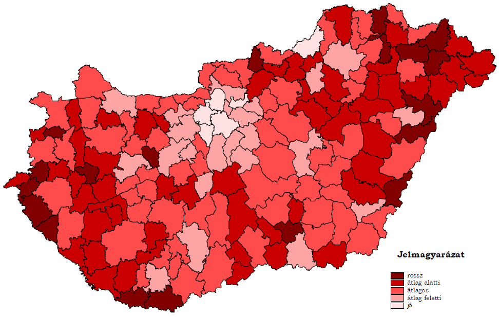 A RÉGIÓ GAZDASÁGI FOLYAMATAI 71 14. ábra A gazdasági/üzleti szolgáltatásokkal való ellátottság (2002) Forrás: Jelentés a területi folyamatok..., 2005. 69. o.