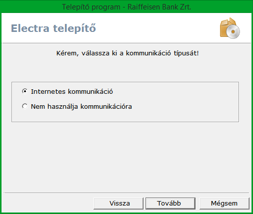 5. Válassza ki az Internetes kommunikáció opciót, majd kattintson a Tovább gombra. 6.