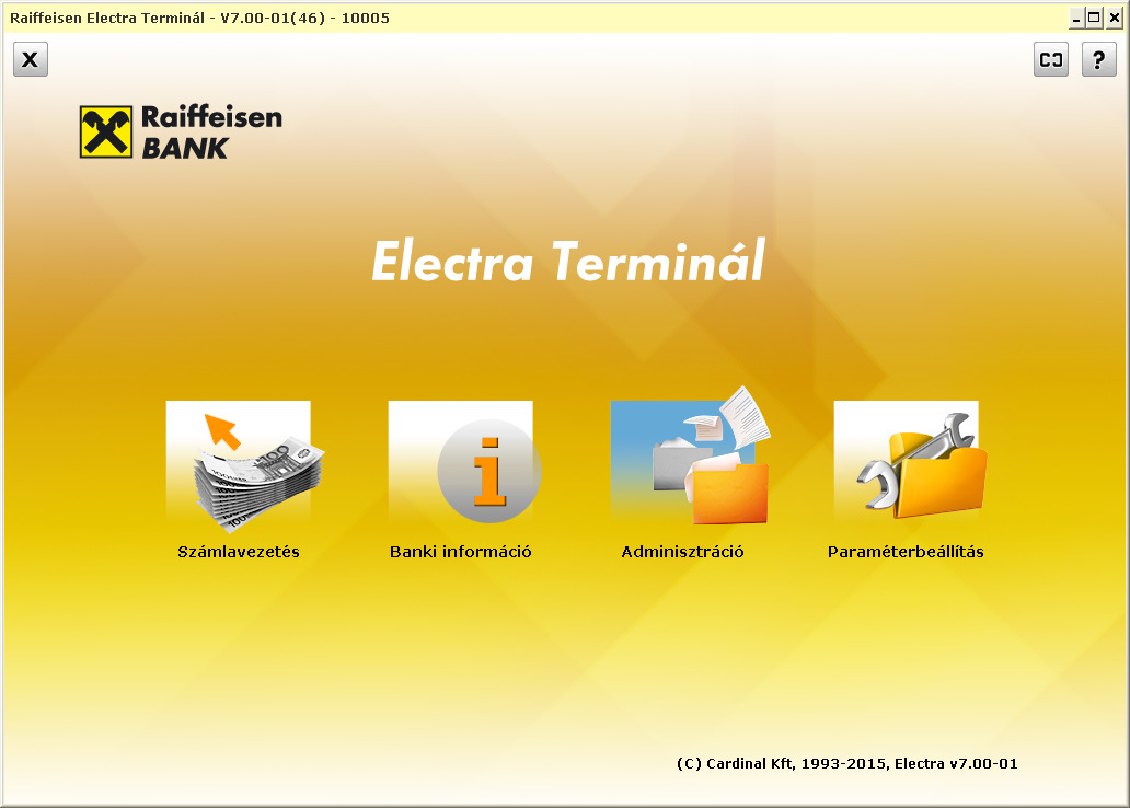 7 Első bejelentkezés 1. Indítsa el a Raiffeisen Electra Terminál ügyfélprogramot. 2.