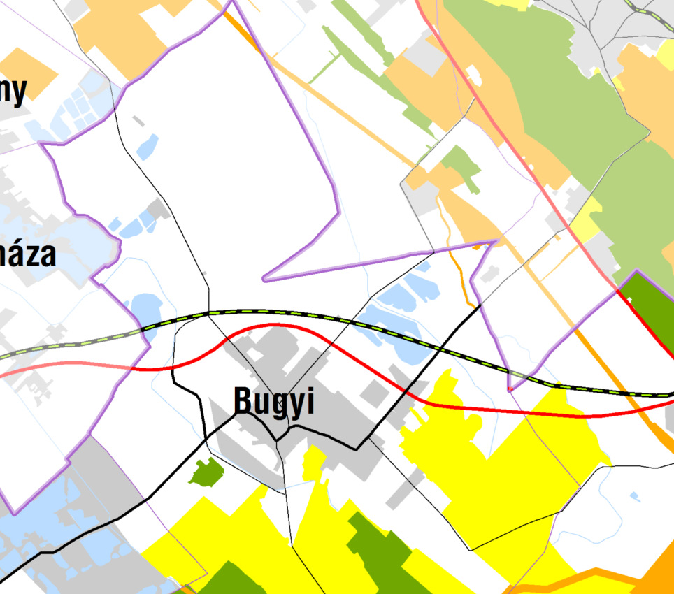 BUGYI NAGYKÖZSÉG TELEPÜLÉSRENDEZÉSI ESZKÖZÖK MÓDOSÍTÁSA - VÉLEMÉNYEZÉSI TERVDOKUMENTÁCIÓ 25 * A szürkével jelölt sorokban található megyei övezeteket az új OTrT megszüntette, ezért azokat nem kell