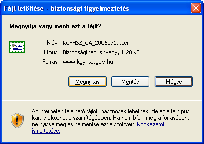 6 Tanúsítványok telepítésének folyamata Két tanúsítvány telepítése szükséges a digitális aláíráshoz. A lenti linken találhatóak.