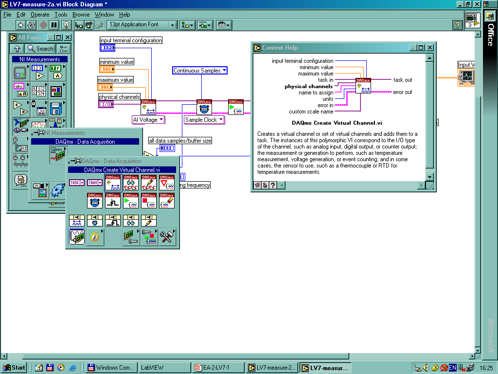 Analóg adatbeolvasás DAQmx Create