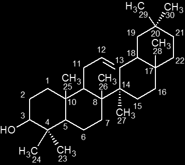 Pentaciklusos triterpén szaponinok α-amirin, β-amirin és lupeol vázas aglikonok (szapogeninek) glikozidjai cukorrész a C H-csoporton és / vagy a C17 CH-csoporton több molekulából álló, többnyire