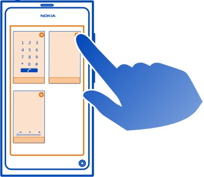 16 Alapvető használat Tipp: Az aktív alkalmazás bezárásához a képernyő szélétől indítva lapozzunk ujjunkkal képernyőre.