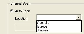 Automatikus keresés: Válassza az Auto Scan opciót, majd a legördülő listából a megfelelő országot, és kattintson a Scan gombra.