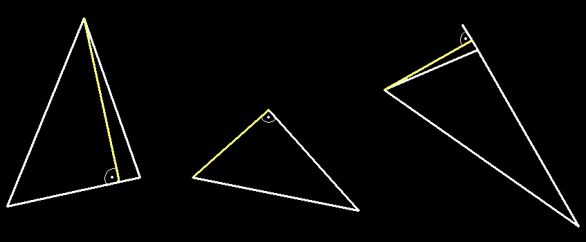 A A háromszög magassága m b T A A = T B m a m b B T C Hegyesszögű