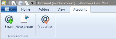 Windows Live Mail 2012 esetében: 1. Lépjen be a programba. 2. A fenti menüsorban válassza az Accounts -> Properties gombot. 3. Az így megjelenő ablakban válassza a Security fület.