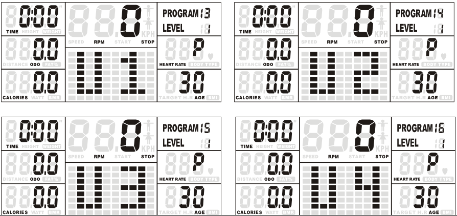 ODO: A DISTANCE és ODO funkciók paraméterei hasonlóak, mindkettő az edzés közben megtett távolság mérésére szolgál.