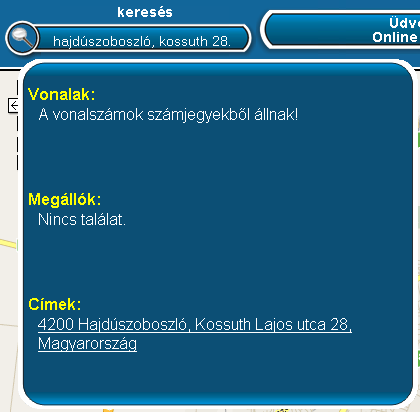 3. ábra 4. ábra Vonalak Az 5. ábrán látható a 4445-ös vonalra való keresés eredménye.