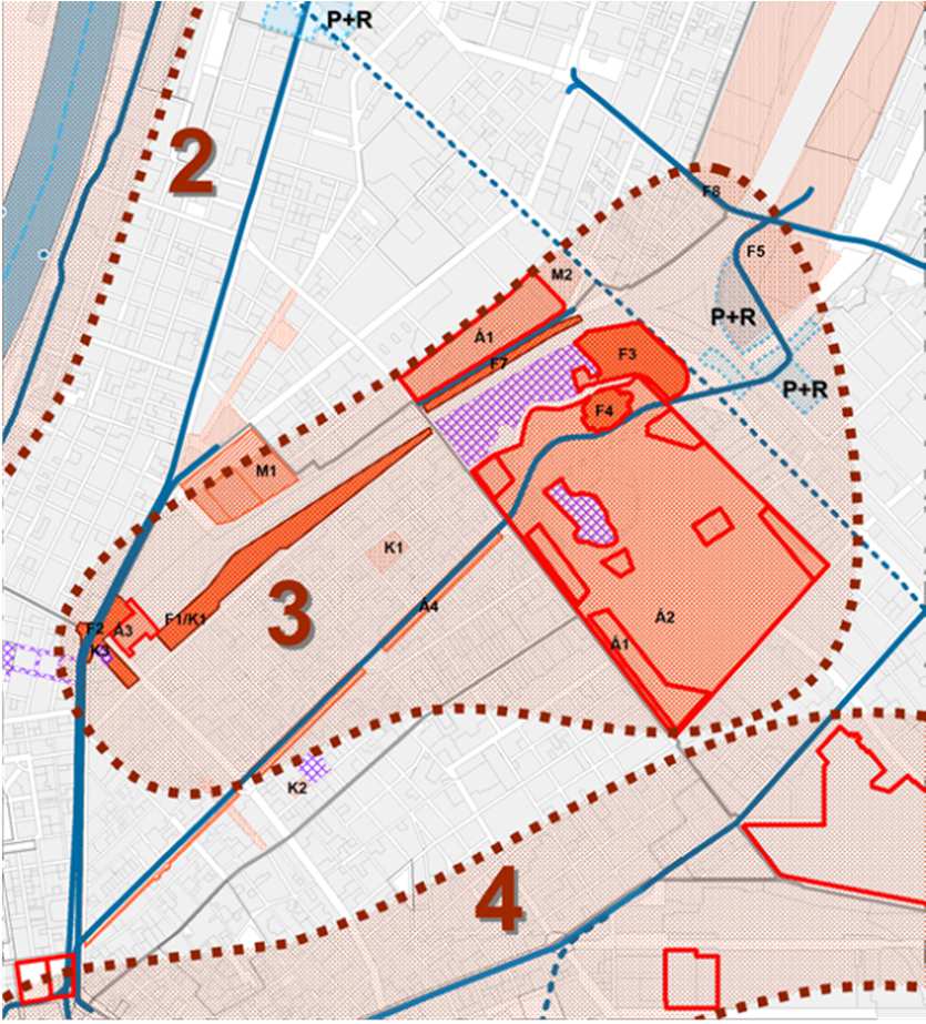 Forrás: BP ITS 2020 A Budapest 2020 hét akcióterületet nevesít középtávon, ahol a Fővárosi Önkormányzat mellett egyéb szereplők által tervezett projektek koncentrált megvalósítása tervezett, s így a