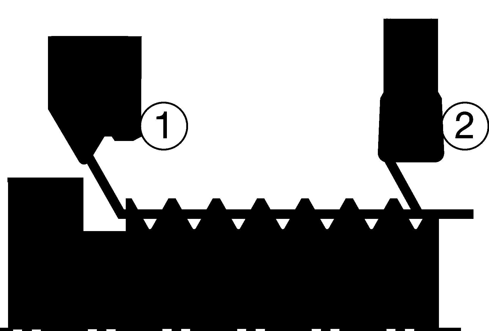 3. Menetesztergálás Alkalmazási tippek Menet sorjátlanítása Sorják képződhetnek a menet elején, mielőtt a lapka létrehozza a teljes profilt Készítse el a menetet normál módon (1) A sorjátlanítás (2)