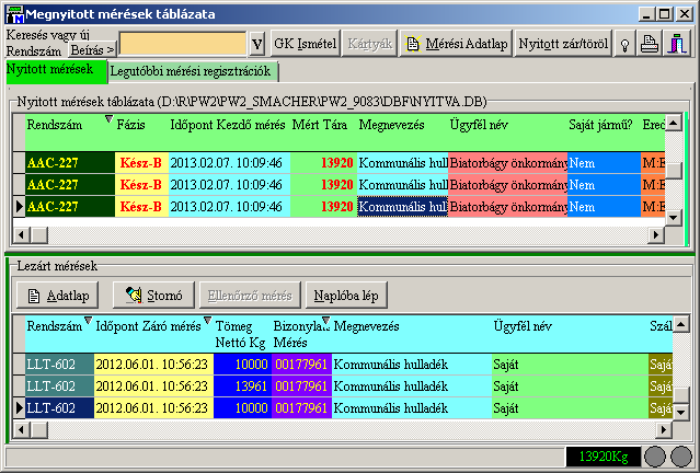 6/6 PortaWin (PW2) Jármű mérlegelő program METRISoft KFT 2.4. Stornó A lezárt, archív mérési bizonylatok a stornó hatására egyedi bizonylatként viselkednek.