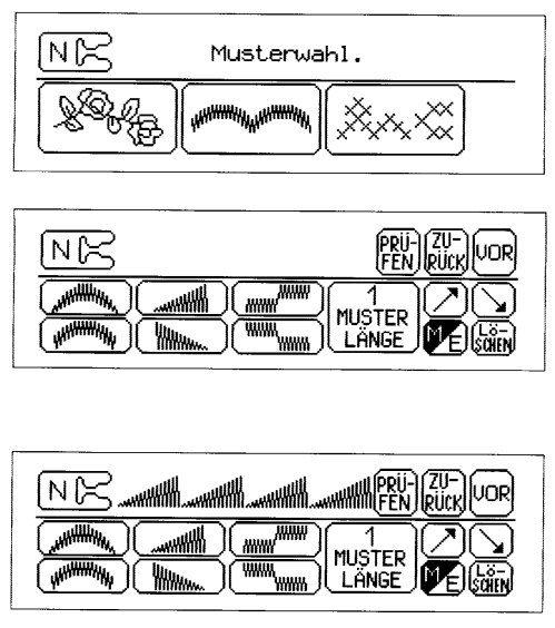 GOBELINÖLTÉSEK KIVÁLASZTÁSA 1. Érintse meg a gobelinöltés minta gombot. 2. Érintse meg azt a mintát, amellyel dolgozni kíván. Az Ön által megérintett minta lesz a következőkben alkalmazva.