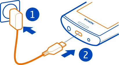 Kezdő lépések 13 Az akkumulátort nem kell meghatározott ideig tölteni, és a telefon töltés közben is használható.