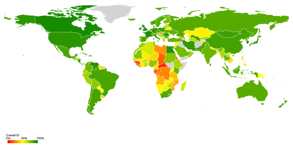 Világ-átlag: EI: 61,8 % (2014.