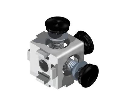 KOCKAÖSSZEKÖTŐ Kockaösszekötő 8 30x30 2D Anyaga: Alu öntvény Méret: 30 x 30 x30 Tömeg: 0,044 Kg Cikkszám: b8-30x30-2d Kockaösszekötő 8 30x30 2D készlet Anyaga: Alu horganyzott acél Méret: 30 x 30 x30